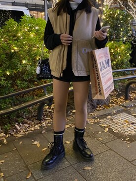 「FRED PERRY（フレッドペリー）のアイテム（ソックス/靴下）」を使った、i_g2さん（レディース・155cm）の冬コーディネート