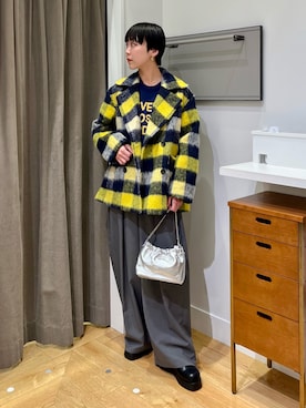 「チェック柄」｜「アイテム（その他アウター）」を使った、SAKURAさん（レディース・167cm）の冬コーディネート
