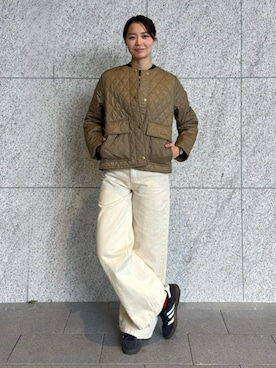 「アイテム（チェスターコート、グリーン系）」を使った、Barbour スタッフさん（レディース・157cm）の秋コーディネート