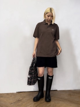 「Barbour（バブアー）のアイテム」を使った、Barbour スタッフさん（レディース・157cm）の春コーディネート