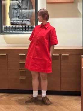 「Barbour（バブアー）のLaunton ミニワンピース（ワンピース、レッド系）」を使った、Barbour スタッフさん（レディース・159cm）の夏コーディネート