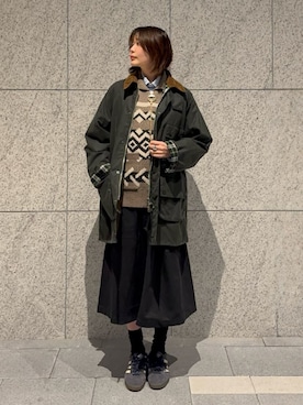 Barbour スタッフさん（レディース・157cm）の冬コーディネート