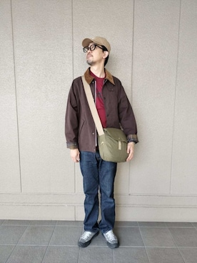 「Barbour（バブアー）のCascade sports コットン６パネル キャップ（キャップ、ベージュ系）」を使った、Barbour スタッフさん（レディース・175cm）の夏コーディネート