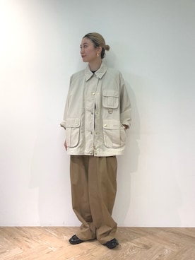 「Barbour（バブアー）のアイテム（ジャケット/アウター）」を使った、Barbour スタッフさん（レディース・158cm）の春コーディネート