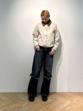 「Barbour（バブアー）のアイテム（ブルゾン）」を使った、Barbour スタッフさん（レディース・175cm）の春コーディネート