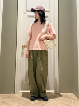 「Barbour（バブアー）のアイテム（キャップ）」を使った、Barbour スタッフさん（レディース・157cm）の春コーディネート