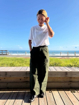 「Barbour（バブアー）のアイテム」を使った、Barbour スタッフさん（レディース・168cm）の夏コーディネート