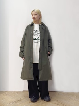 「アイテム（その他アウター、グリーン系）」を使った、Barbour スタッフさん（レディース・157cm）の秋コーディネート