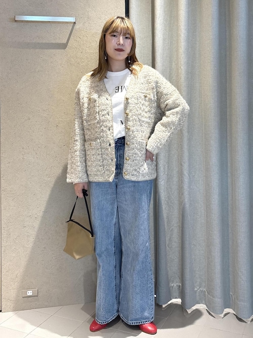 ツイードニットVネックジャケット（カーディガン/ボレロ）｜SALON adam