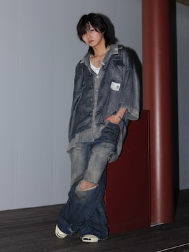 「MIHARAYASUHIRO（ミハラヤスヒロ）のアイテム（シャツ/ブラウス、グレー系）」を使った、 TAKATOさん（メンズ・172cm）の夏コーディネート