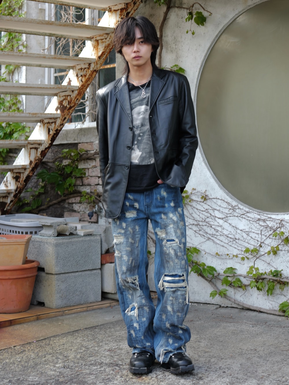 GRANCY】High Damage Straight Denim Pants / ハイダメージストレート