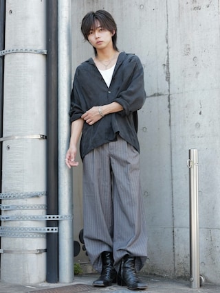 「Parts Lab.(パーツラボ)の【Parts Lab.】Basic Buggy Slacks / ベーシックバギースラックス(スラックス)」を使った、 TAKATOさん(メンズ・172cm)の夏コーディネート