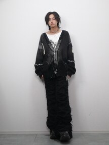 【GRANCY】ディストラクションデザインビッグカーディガンブルー　最終値下げ GRANCY】ディストラクションデザインビッグカーディガンブルー