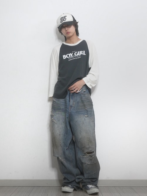 FR(13)NDS /フレンズ/HDKダメージワイドパンツ（デニムパンツ