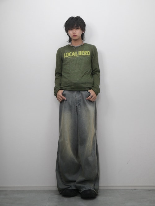 GRANCY ジップデザイン バギーデニムパンツ　　M GRANCY】ZipDesign Buggy DenimPants / ジップデザイン バギー