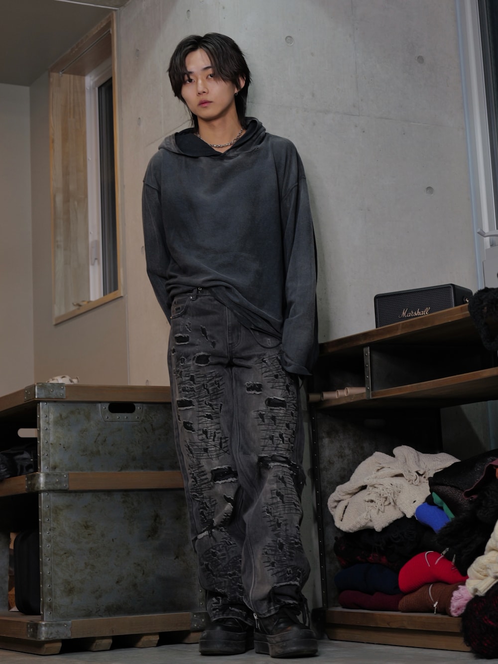 GRANCY】High Damage Straight Denim Pants / ハイダメージストレート