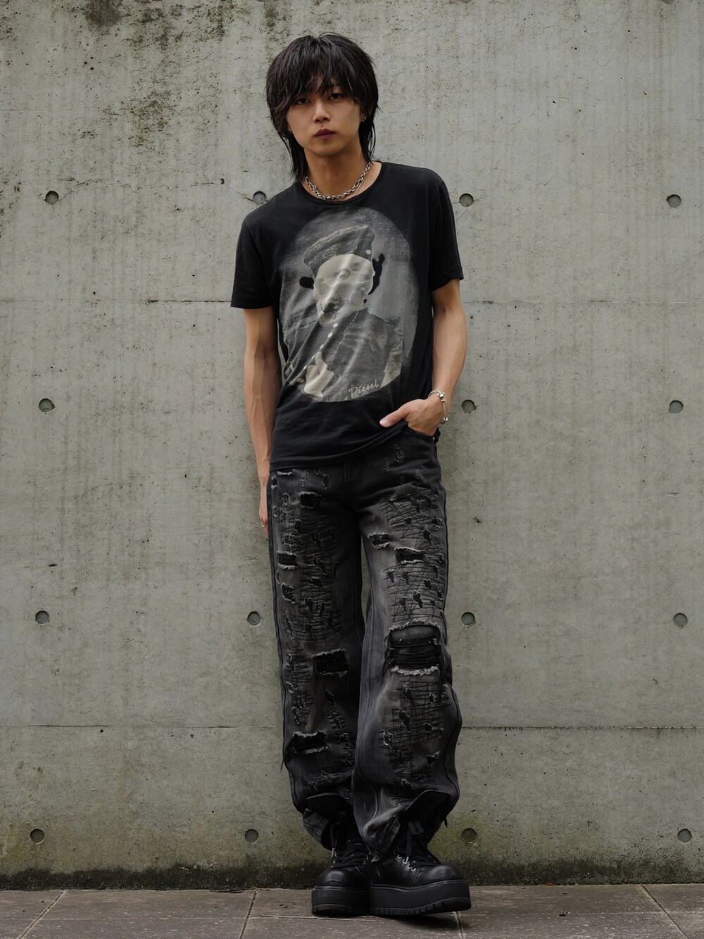 GRANCY】High Damage Straight Denim Pants / ハイダメージストレート