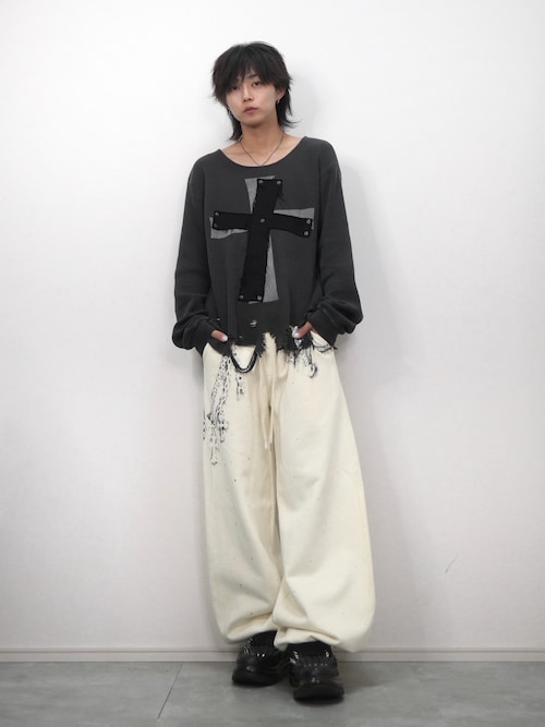 GRANCY】Cross Patch Damaged Thermal Longsleeve Tshirt / クロス