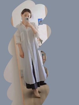 「重ね着ベストシーズン」｜「アイテム（シャツワンピース）」を使った、skn116さん（レディース・159cm）の秋コーディネート