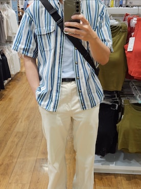 「アイテム（ノーカラージャケット、ホワイト系）」を使った、elootdさん（メンズ・170cm）の春コーディネート