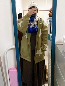 「アイテム（スカート、ブラウン系）」を使った、amiruri184さん（レディース・164cm）の春コーディネート