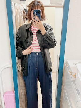 「Tシャツ×デニム」｜「アイテム（ジャケット/アウター）」を使った、amiruri184さん（レディース・164cm）の春コーディネート