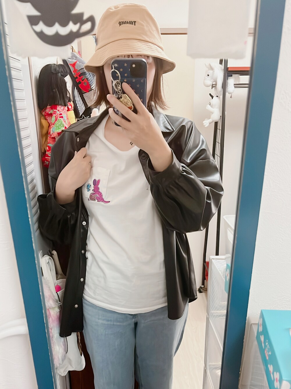 「プチプラ、パンツスタイル、夏だ！Tシャツ着よう！、カジュアルコーデ、Tシャツ×デニム」｜「chelseaのアイテム（ハット、ベージュ系）」を使った、amiruri184さん（骨格ウェーブ・レディース・164cm）の夏コーディネートの1枚目の写真