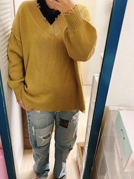 「旦那さんのを借りました」｜amiruri184さん（レディース・164cm）の冬コーディネート