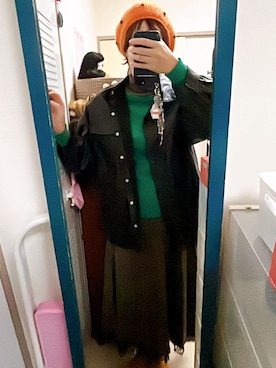 「アイテム（ライダースジャケット）」を使った、amiruri184さん（レディース・164cm）の秋コーディネート