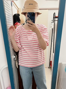「シンフルコーデ」｜「アイテム（帽子）」を使った、amiruri184さん（レディース・164cm）の夏コーディネート