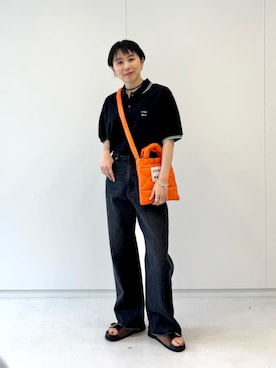 「アイテム（ポロシャツ）」を使った、MORIさん（レディース・159cm）の秋コーディネート