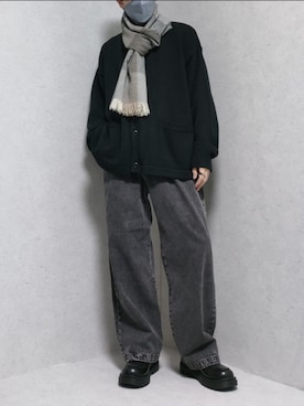 「アイテム（ストール/ショール）」を使った、simさん（メンズ・168cm）の秋コーディネート