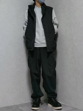 「WYM LIDNM（ウィム バイ リドム）のアイテム（ダウンベスト）」を使った、simさん（メンズ・168cm）の秋コーディネート