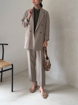 「CROSS FUNCTION（クロスファンクション）のアイテム」を使った、CF ECスタッフさん（レディース・165cm）の春コーディネート