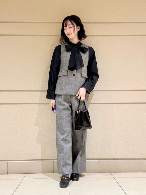 セール】【セットアップ対応商品】ワッフルツイードペプラムジレ