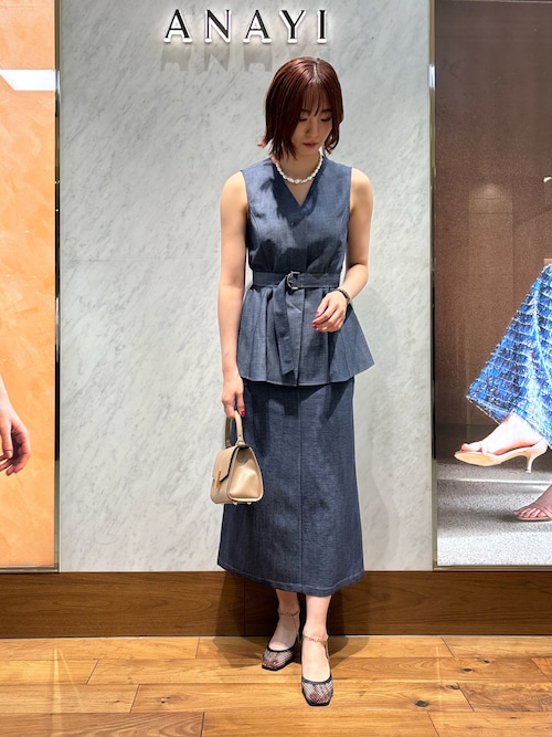 ベスト ジレ 「セットアップ対応商品」シャンブレーペプラムジレ レディース セール】【セットアップ対応商品】シャンブレーペプラムジレ