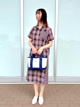 「アーノルドパーマー」｜「アイテム（シャツワンピース）」を使った、アーノルドパーマー@ファッションクルーズひたちなか店さん（レディース・160cm）の夏コーディネート