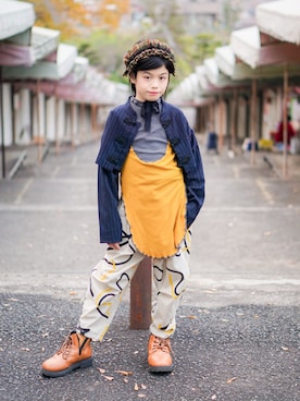 「アイテム（その他ヘアアクセサリー）」を使った、KODAIさん（キッズ・131cm）の冬コーディネート