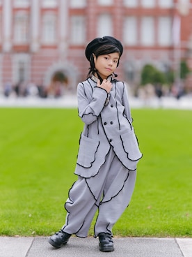 「アイテム（帽子、ブルー系）」を使った、KODAIさん（キッズ・131cm）の冬コーディネート