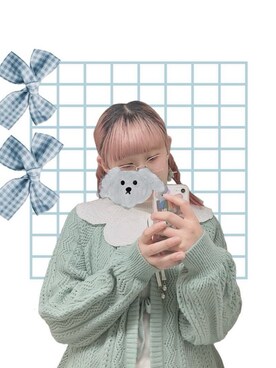 「SM2（エスエムツー）のアイテム（カーディガン/ボレロ、グリーン系）」を使った、kechanさん（レディース・157cm）の秋コーディネート