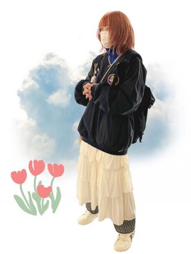 「Gerry Cosby（ジェリーコスビー）のアイテム（トップス、ブルー系）」を使った、kechanさん（レディース・157cm）の秋コーディネート