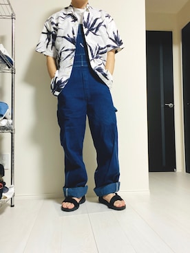 「アイテム（サロペット/オーバーオール）」を使った、tokuさん（メンズ・168cm）の夏コーディネート