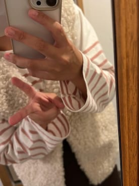 「アイテム（シュシュ、ホワイト系）」を使った、夏紀さん（レディース・155cm）の秋コーディネート
