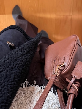 「アイテム（ムートンコート）」を使った、夏紀さん（レディース・156cm）の冬コーディネート