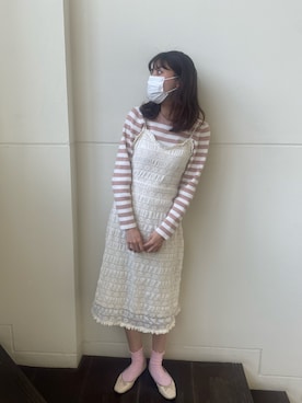 「アイテム（バレエシューズ）」を使った、hinanoさん（レディース・163cm）の春コーディネート