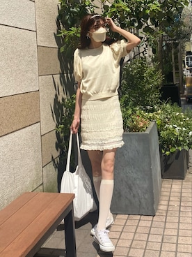 「アイテム（イヤリング）」を使った、hinanoさん（レディース・163cm）の夏コーディネート