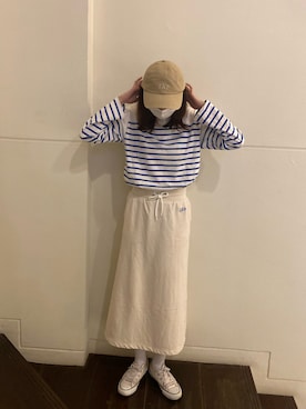 「フレンチカジュアル」｜「アイテム（帽子）」を使った、hinanoさん（レディース・163cm）の春コーディネート