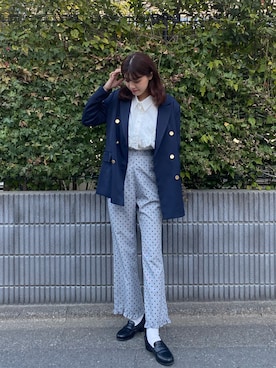 「花柄パンツ」｜「アイテム（ジャケット/アウター）」を使った、hinanoさん（レディース・163cm）の春コーディネート