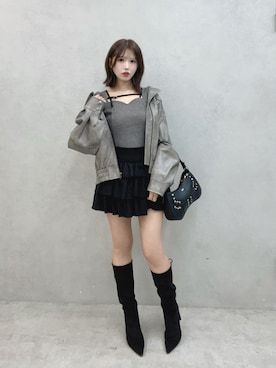 「アイテム（ブルゾン）」を使った、真里さん（レディース・162cm）の秋コーディネート