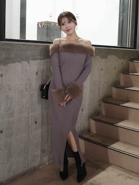 「アイテム（ワンピース/ドレス）」を使った、真里さん（レディース・162cm）の秋コーディネート